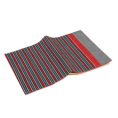 Alternate image for Striped Red and Grey Cotton 50-Page Notebook with Pocket Memory of Java