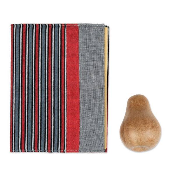 Alternate image for Striped Red and Grey Cotton 50-Page Notebook with Pocket Memory of Java