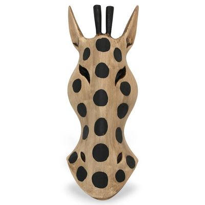 Alternate image for Giraffe-Themed Albesia Wood Wall Mask Hand-Carved in Bali Glorious Giraffe