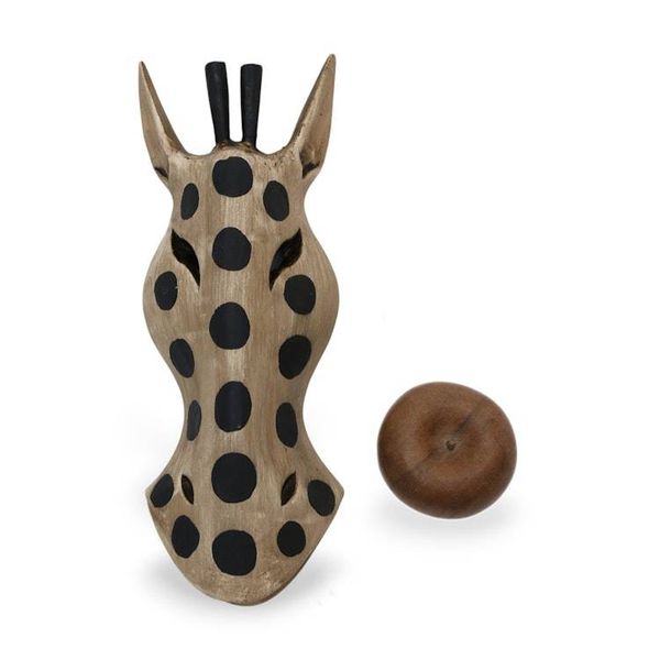 Alternate image for Giraffe-Themed Albesia Wood Wall Mask Hand-Carved in Bali Glorious Giraffe