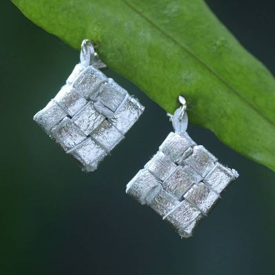 Alternate image for Hand-Painted Modern Geometric Leather Drop Earrings Rice Cake