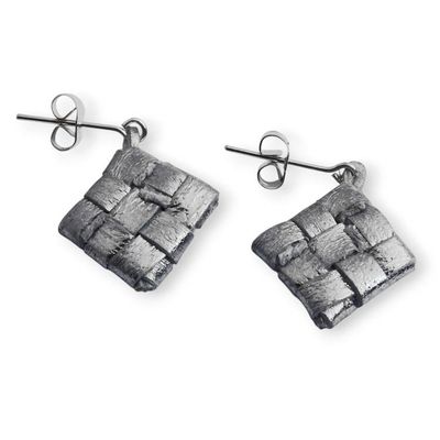 Alternate image for Hand-Painted Modern Geometric Leather Drop Earrings Rice Cake