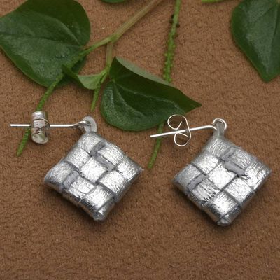 Alternate image for Hand-Painted Modern Geometric Leather Drop Earrings Rice Cake