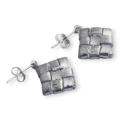 Alternate image for Hand-Painted Modern Geometric Leather Drop Earrings Rice Cake