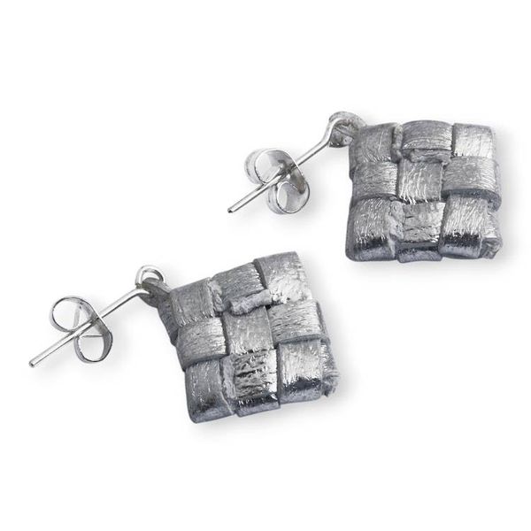 Alternate image for Hand-Painted Modern Geometric Leather Drop Earrings Rice Cake