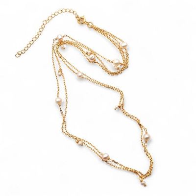 Alternate image for Gold-Plated Cultured Pearl Double-Strand Station Necklace Flawless Orbs