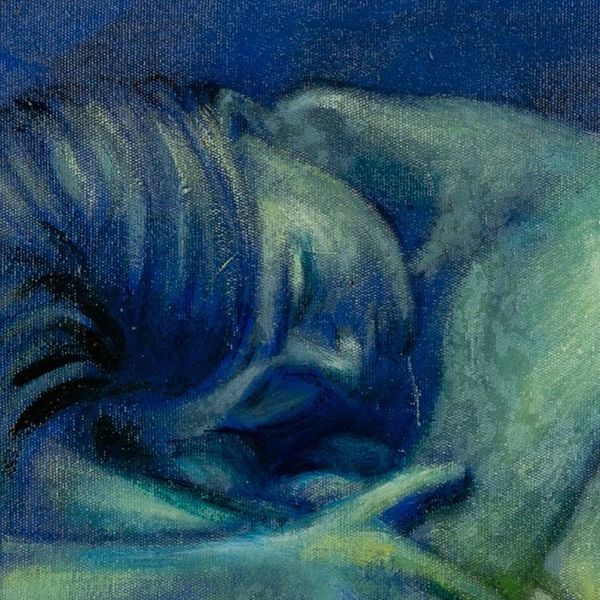Alternate image for Artistic Nude Acrylic and Oil Painting in Blue and Green Lauren
