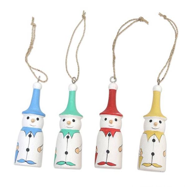 Alternate image for Handcrafted Snowman Ornaments Set of 4 Snowman Parade