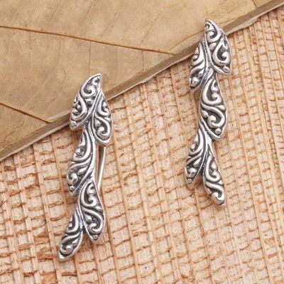 Primary image for Hand Crafted Sterling Silver Ear Climber Earrings Walnut Kernels