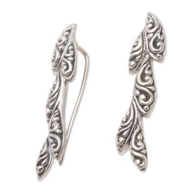 Alternate image for Hand Crafted Sterling Silver Ear Climber Earrings Walnut Kernels