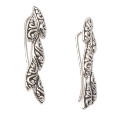 Alternate image for Hand Crafted Sterling Silver Ear Climber Earrings Walnut Kernels
