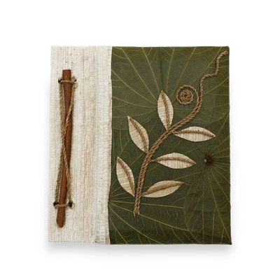 Alternate image for Leaf-Themed Eco-Friendly Handcrafted Natural Fiber Journal Dried Leaves