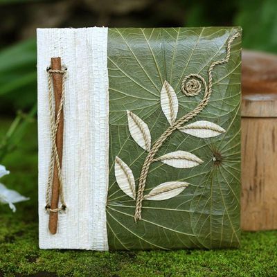 Alternate image for Leaf-Themed Eco-Friendly Handcrafted Natural Fiber Journal Dried Leaves