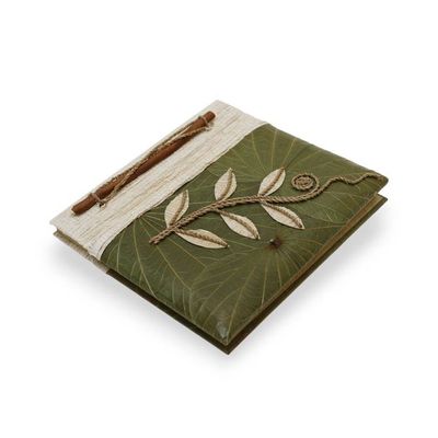Alternate image for Leaf-Themed Eco-Friendly Handcrafted Natural Fiber Journal Dried Leaves