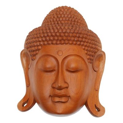 Alternate image for Mahogany Wood Mask of Buddha Beatific Buddha