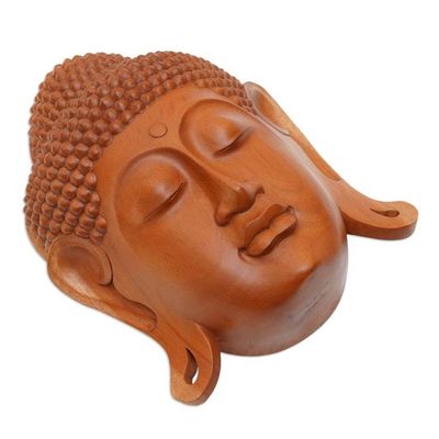 Alternate image for Mahogany Wood Mask of Buddha Beatific Buddha