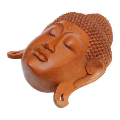 Alternate image for Mahogany Wood Mask of Buddha Beatific Buddha