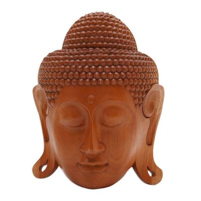 Alternate image for Mahogany Wood Mask of Buddha Beatific Buddha