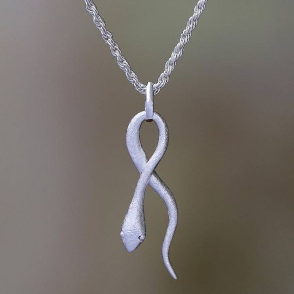 Alternate image for Artisan Crafted Sterling Silver Snake Pendant Necklace Sublime Serpent