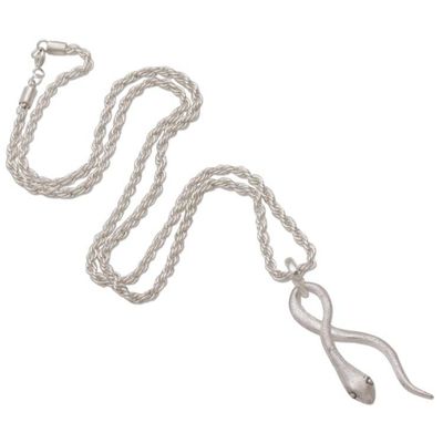 Alternate image for Artisan Crafted Sterling Silver Snake Pendant Necklace Sublime Serpent