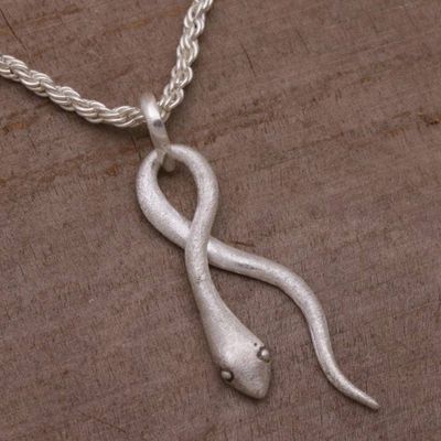 Alternate image for Artisan Crafted Sterling Silver Snake Pendant Necklace Sublime Serpent
