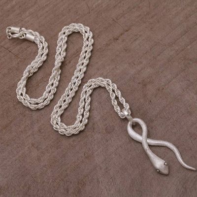 Alternate image for Artisan Crafted Sterling Silver Snake Pendant Necklace Sublime Serpent