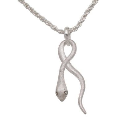 Alternate image for Artisan Crafted Sterling Silver Snake Pendant Necklace Sublime Serpent