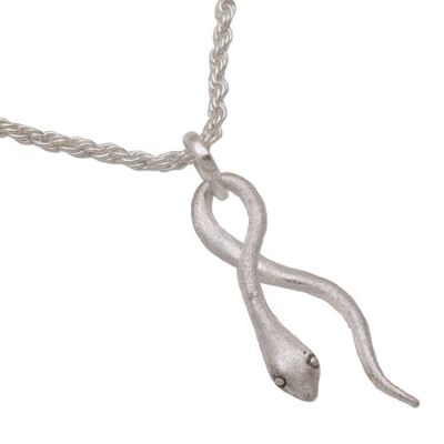 Alternate image for Artisan Crafted Sterling Silver Snake Pendant Necklace Sublime Serpent