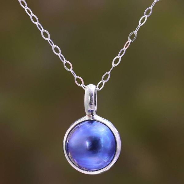 Alternate image for Blue Cultured Pearl Pendant Necklace from Bali Ocean Orb