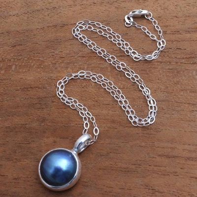 Alternate image for Blue Cultured Pearl Pendant Necklace from Bali Ocean Orb