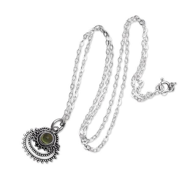 Alternate image for Sterling Silver Pendant Necklace with Natural Peridot Gems Empires Fortune