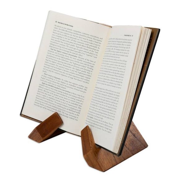 Alternate image for Hand-Carved Modern Natural Brown Jempinis Wood Book Holder Modern Lectures