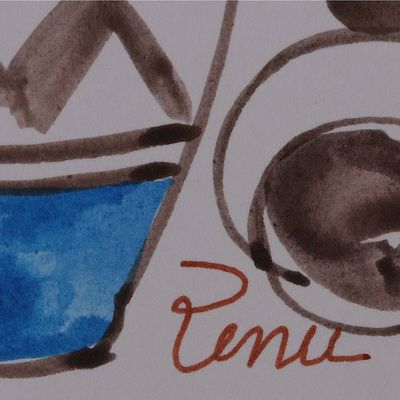 Alternate image for Impressionist Watercolor on Paper Blue Floral Vase Painting Beauty in a Pot II