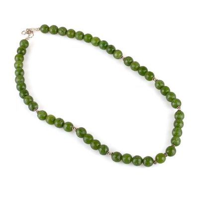 Alternate image for Agate and Sterling Silver Beaded Necklace in Green Hues Lucky Sparks