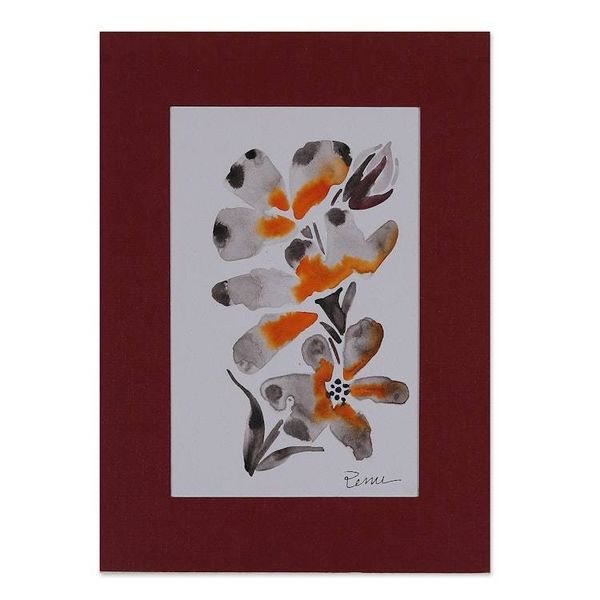 Alternate image for Impressionist Orange and Black Watercolor Flower Painting Sunshine Blossom
