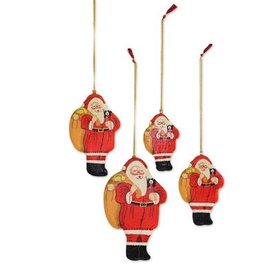 Alternate image for Papier Mache Santa Ornaments Set of 4 from India Bringing Gifts