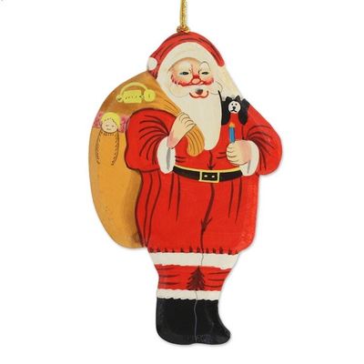 Alternate image for Papier Mache Santa Ornaments Set of 4 from India Bringing Gifts