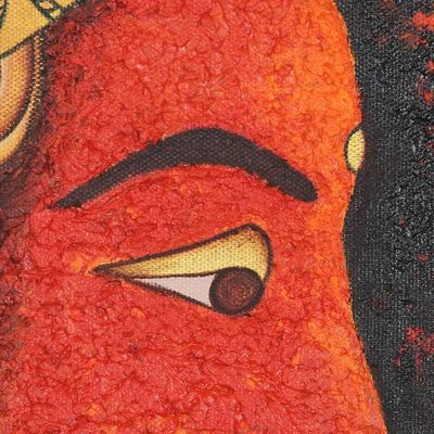 Alternate image for Signed Expressionist Painting of Ganesha from India Pious Ganesha