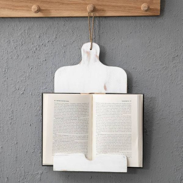 Alternate image for Cutting Board-Shaped White Jempinis Wood Recipe Holder Heavenly Menu