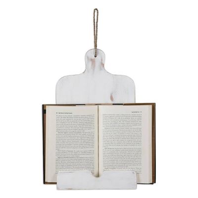 Alternate image for Cutting Board-Shaped White Jempinis Wood Recipe Holder Heavenly Menu