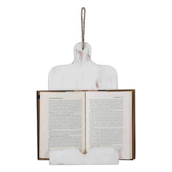 Alternate image for Cutting Board-Shaped White Jempinis Wood Recipe Holder Heavenly Menu