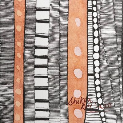 Alternate image for Watercolor on Paper Abstract Painting Sacred Oak Trunk