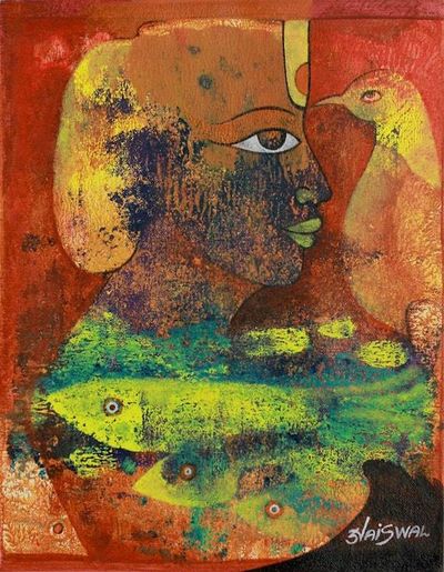 Alternate image for Modern Expressionist Painting from India At One with Nature