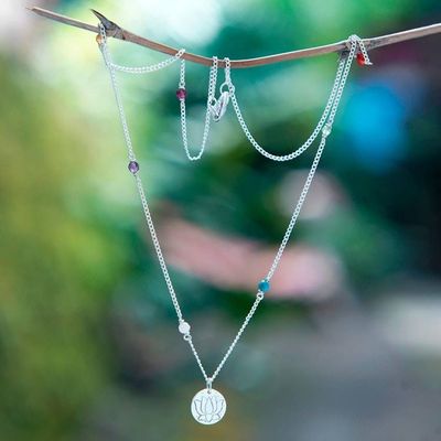 Primary image for Chakra-Themed Multi-Gemstone Station Pendant Necklace Chakra of Life