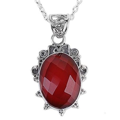 Alternate image for India Handcrafted Sterling Silver Necklace with Carnelian Glow of Embers