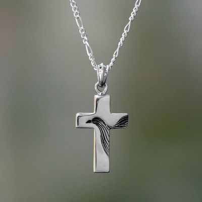 Alternate image for Mens Sterling Silver Religious Necklace from Indonesia Heavenly Peace