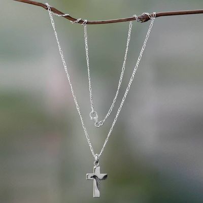 Alternate image for Mens Sterling Silver Religious Necklace from Indonesia Heavenly Peace