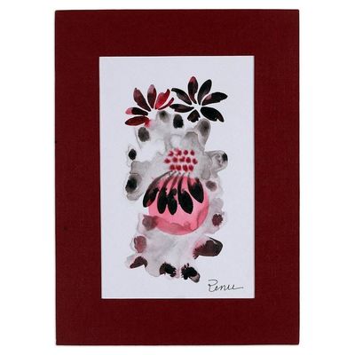 Alternate image for Impressionist Floral Watercolor Painting with Mat from India Morning Blooms