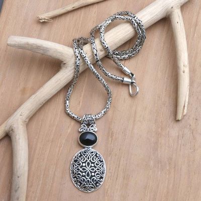 Alternate image for Balinese Sterling Necklace with Onyx Dark Shield