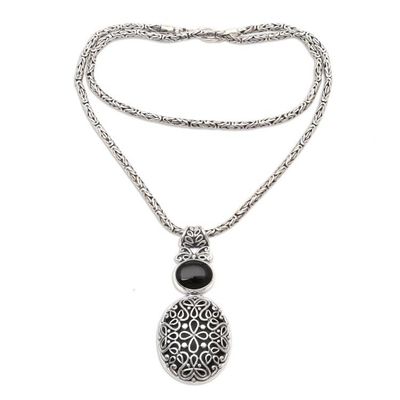Alternate image for Balinese Sterling Necklace with Onyx Dark Shield